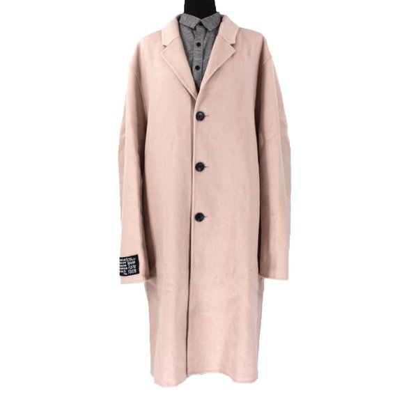 Ksubi Mogul Stone Coat Felted Wool Blend Unlined Collared Tan Long XXL 2XL NEW - Picture 2 of 9